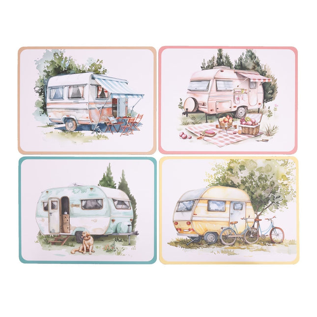 Splosh Caravan Placemats Set of 4 Cork Backed Waterproof