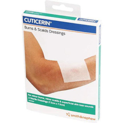 Cuticerin Burns & Scalds Dressings 7. 5cm x 7. 5cm 3 Pack
