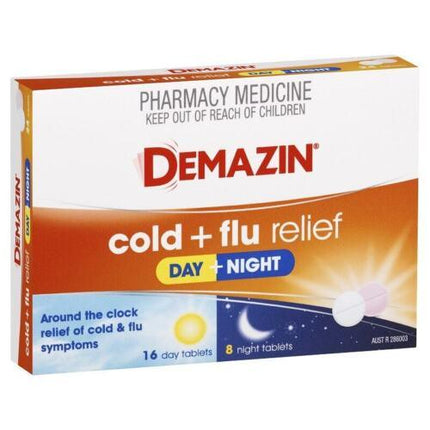 Demazin Cold + Flu Relief Day and Night Tablets 24 Tablets - OhYouLuckyDuck.com.au