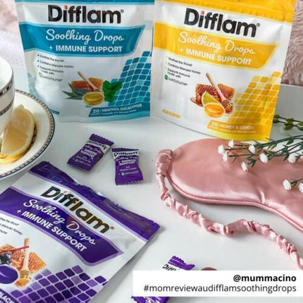 Difflam Soothing Drops + Immune Support Honey & Lemon 20 Drops - OhYouLuckyDuck.com.au