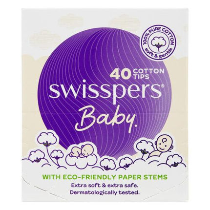 Swisspers Baby Cotton Tips Paper Stems 40 Pack - OhYouLuckyDuck.com.au