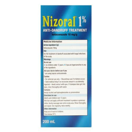 Nizoral 1% Anti-Dandruff Treatment 200mL Medicated Shampoo - OhYouLuckyDuck.com.au