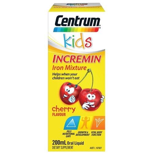 Centrum Kids Incremin Iron Mixture Cherry Flavour 200mL - OhYouLuckyDuck.com.au