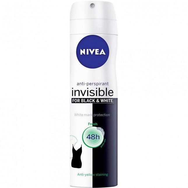 Nivea Black And White Invisible Fresh AntiPerspirant Aerosol Deodorant 250ml - OhYouLuckyDuck.com.au