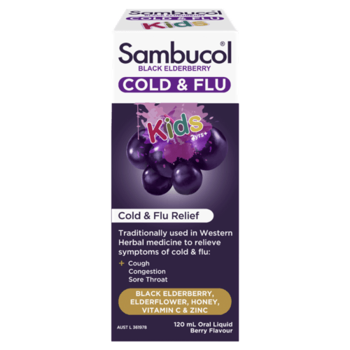 Sambucol Black Elderberry Cold & Flu Relief Kids Liquid 120ml - OhYouLuckyDuck.com.au