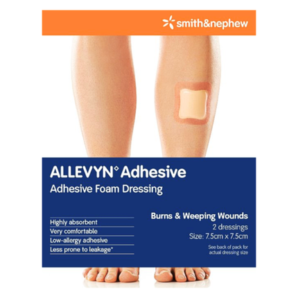 Smith & Nephew Allevyn Adhesive 7. 5cm X 7. 5cm 2 Pack - OhYouLuckyDuck.com.au