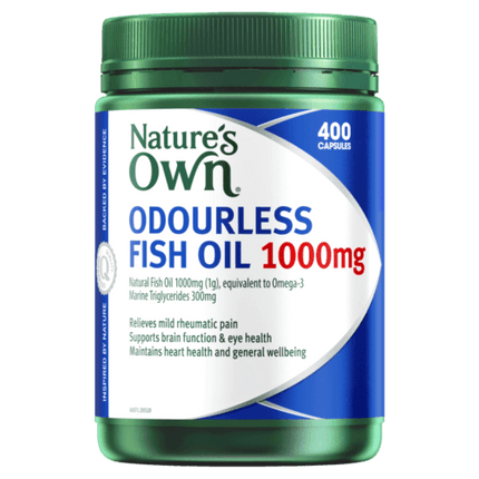 Natures Own Odourless Fish Oil 1000mg 400 Capsules - OhYouLuckyDuck.com.au
