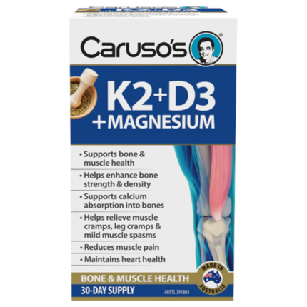 Caruso’s Vitamin K2 + D3 + Magnesium 30 Tablets - OhYouLuckyDuck.com.au