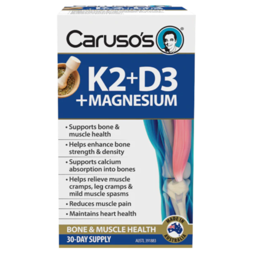 Caruso’s Vitamin K2 + D3 + Magnesium 30 Tablets - OhYouLuckyDuck.com.au
