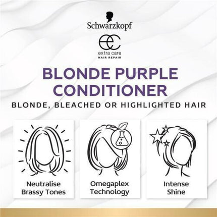 Schwarzkopf Extra Care Blonde Anti-Yellow Toning Purple Shampoo 250mL - OhYouLuckyDuck.com.au