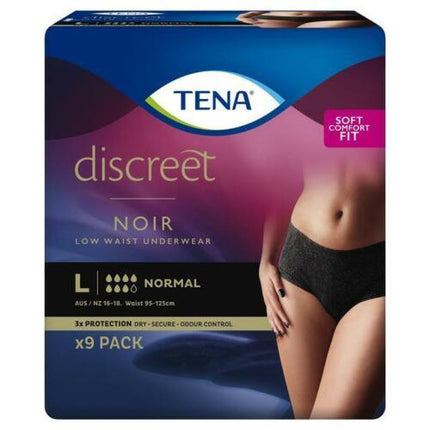 Tena Pants Womens Discreet Black Large 9 Pack - OhYouLuckyDuck.com.au