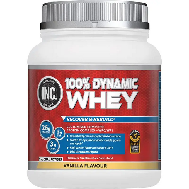 Inc 100 Dynamic Whey Protein Powder Vanilla Flavour 1 kg