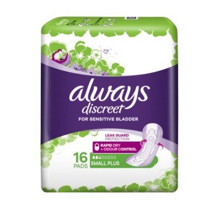 Always Discreet Small Plus Pads 16 Pack - OhYouLuckyDuck.com.au