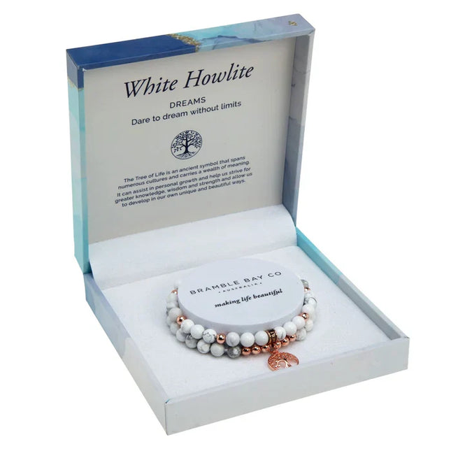 Bracelet Mandala White Howlite & Rose Gold Mday 2023