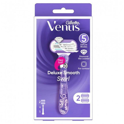 Gillette Venus Deluxe Smooth Swirl Razor + 2 Blades - OhYouLuckyDuck.com.au