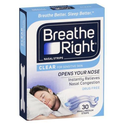 Breathe Right Nasal Strips Small/Med 30 Clear Strips - OhYouLuckyDuck.com.au