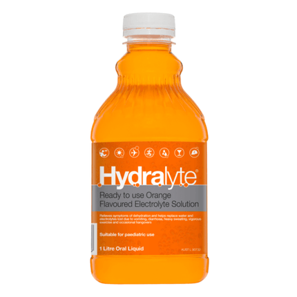 Hydralyte Electrolyte Solution Orange Oral Liquid 1 Litre - OhYouLuckyDuck.com.au