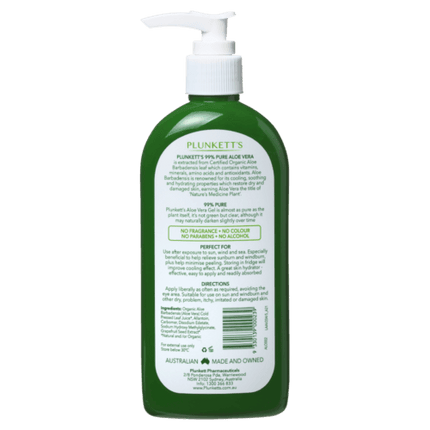 Plunketts 99% Pure Aloe Vera Soothing Gel Pump 240ml - OhYouLuckyDuck.com.au