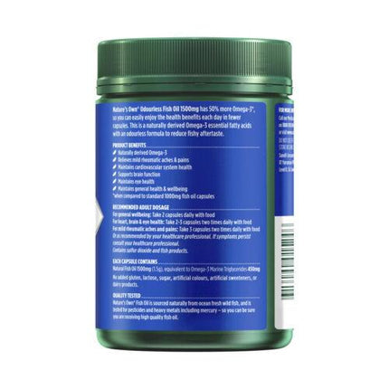 Natures Own Odourless Fish Oil 1500mg 200 Capsules - OhYouLuckyDuck.com.au