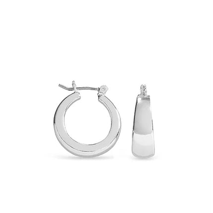 Ear Sense Silver Tapered Click Hoops 15MM