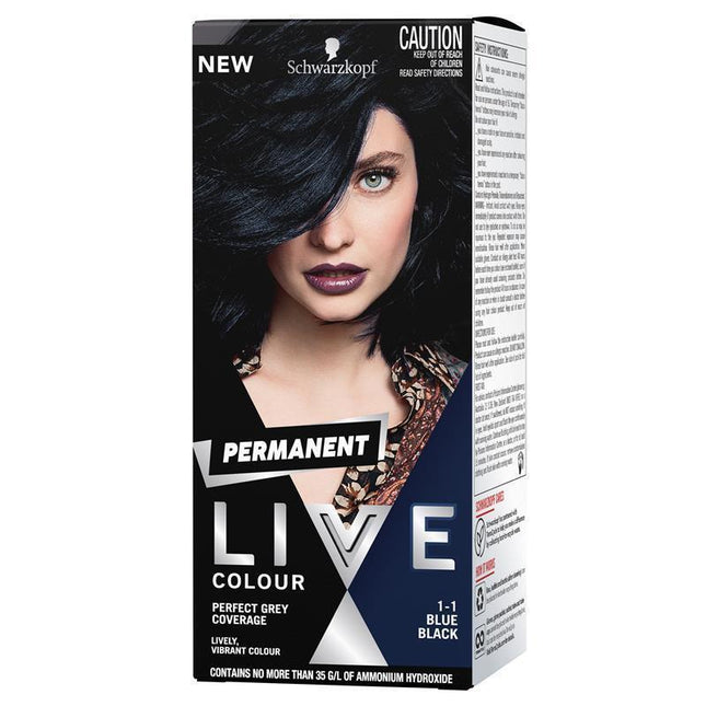 Schwarzkopf LIVE Colour Permanent 1.1 Blue Black - OhYouLuckyDuck.com.au