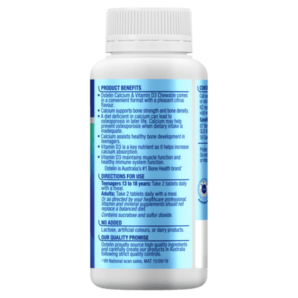 Ostelin Calcium & Vitamin D3 Chewable 60 Tablets - OhYouLuckyDuck.com.au