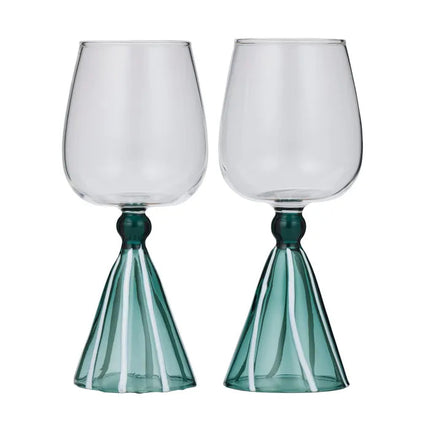 Ragni Wine Glasses With Teal Stem Set Of 2