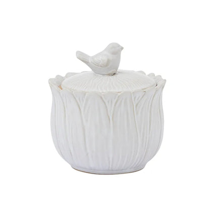 Coast to Coast Home White Ceramic Storage Jar with Decorative Bird Lid 11.5 cm x 12 cm