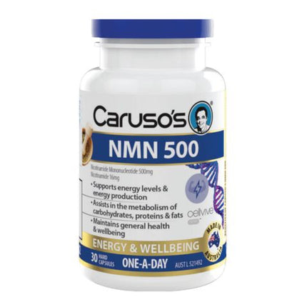 Caruso's NMN 500mg Nicotinamide Mononucleotide for Cellular Energy 30 Capsules