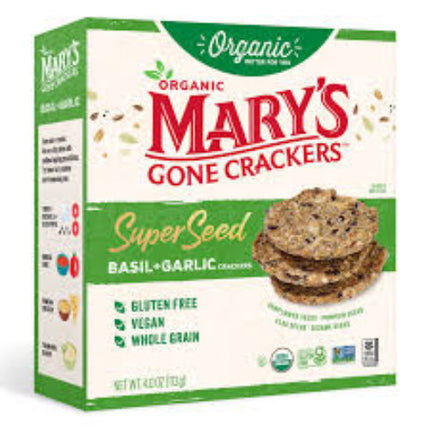 Mary's Gone Crackers Seed Basil Crackers Gluten Free Vegan Snack 155G