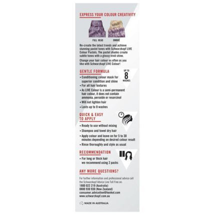 Schwarzkopf Live Colour Pastels Lilac Blush 75ml - OhYouLuckyDuck.com.au