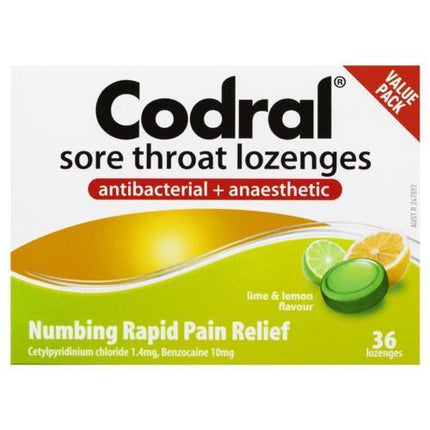 Codral Lime & Lemon Sore Throat Lozenges 36 - OhYouLuckyDuck.com.au