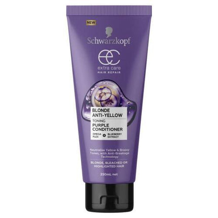 Schwarzkopf Extra Care Blonde Anti-Yellow Toning Purple Shampoo 250mL - OhYouLuckyDuck.com.au