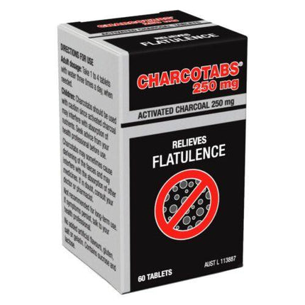 Charcotabs Activated Charcoal 250mg 60 Tablets - OhYouLuckyDuck.com.au