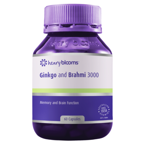 Henry Blooms Ginkgo and Brahmi 3000 60 Capsules - OhYouLuckyDuck.com.au