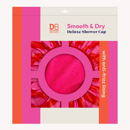 Designer Brands Smooth & Dry Deluxe Shower Cap Red & Pink