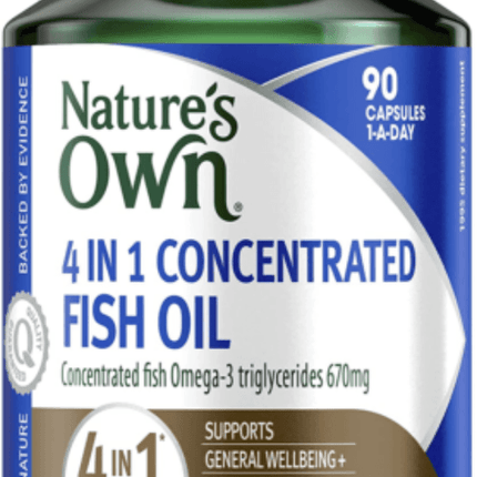 Natures Own 4 In 1 Concentrated Fish Oil Odourless 90 Capsules - OhYouLuckyDuck.com.au