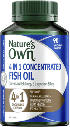 Natures Own 4 In 1 Concentrated Fish Oil Odourless 90 Capsules - OhYouLuckyDuck.com.au