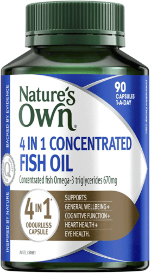 Natures Own 4 In 1 Concentrated Fish Oil Odourless 90 Capsules - OhYouLuckyDuck.com.au