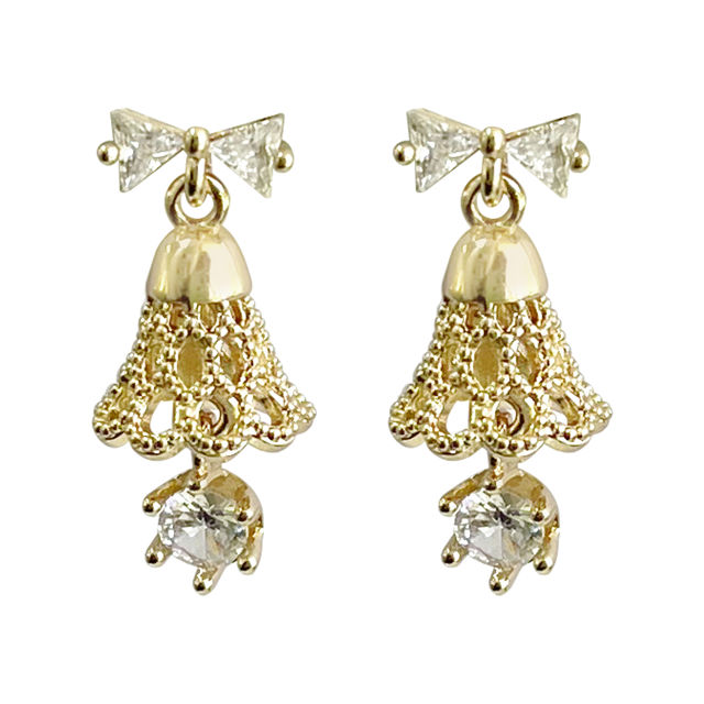 Wicked Sista Crystal Bell Earrings Gold