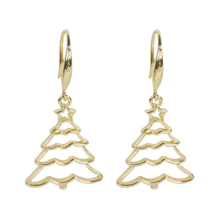 Wicked Sista Gold Plated Christmas Tree Hook Earrings Gold