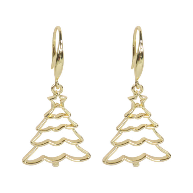 Wicked Sista Gold Plated Christmas Tree Hook Earrings Gold