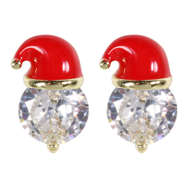 Wicked Sista Crystal Santa Stud Earrings Gold
