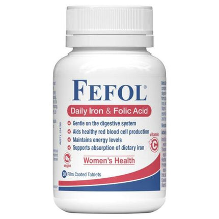 Fefol Daily Iron & Folic Acid 30 Tablets - OhYouLuckyDuck.com.au