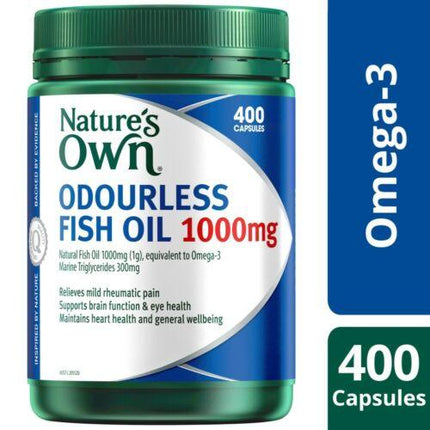 Natures Own Odourless Fish Oil 1000mg 400 Capsules - OhYouLuckyDuck.com.au