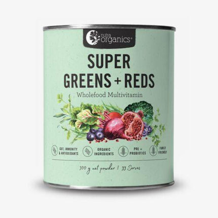 Nutra Organics Super Greens & Reds Powder 150G - OhYouLuckyDuck.com.au