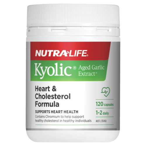 Nutra-Life Kyolic Aged Garlic Extract Heart & Cholesterol Formula 120 Capsules - OhYouLuckyDuck.com.au