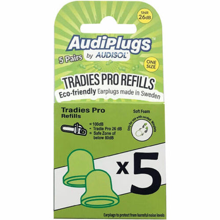 Audiplugs Tradies Pro Refills 5 Pairs - OhYouLuckyDuck.com.au