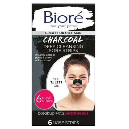 Biore Deep Cleansing Charcoal Pore Strips 6pcs - OhYouLuckyDuck.com.au