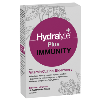 Hydralyte Plus Immunity Powder Sticks 10s - OhYouLuckyDuck.com.au